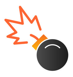 Bomb With Bickford Fuse Flat Icon With Lit