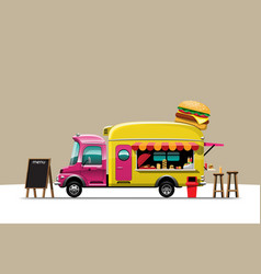 Food Truck Side View With Hamburger