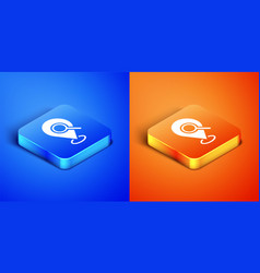 Isometric Search Location Icon Isolated On Blue