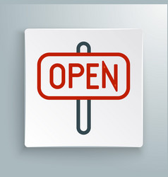 Line Hanging Sign With Text Open Door Icon