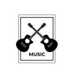 Simple Guitar Logo Vintage Icon Badge Mono Line