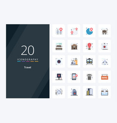 20 Travel Flat Color Icon For Presentation