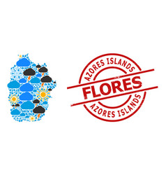 Weather Collage Map Azores - Flores Island