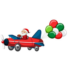 Santa Claus Driving Red Plane Cartoon