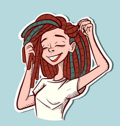 Digital Art Of A Caucasian Woman Touching Dreads