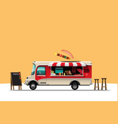 Food Truck Side View With Menu Barbecue