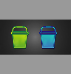 Green And Blue Fishing Bucket Icon Isolated On