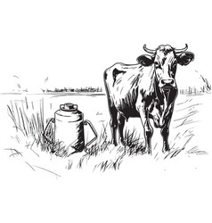 Verdant Valley Vista Grass Farm Logo With Cow And