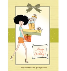 Birthday Card - Pretty Young Lady With Arms Full