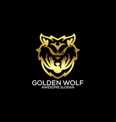 Golden Wolf Logo Design Luxury Line Art