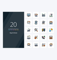 20 Stay At Home Line Filled Icon For Presentation