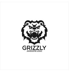 Grizzly Angry Logo Design Silhouette Line Art