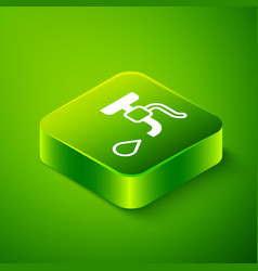 Isometric Water Tap Icon Isolated On Green