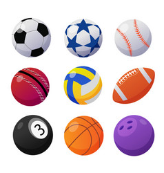 Various Sport Balls On White Background Cartoon