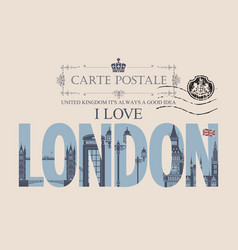 Vintage Postcard With Words I Love London