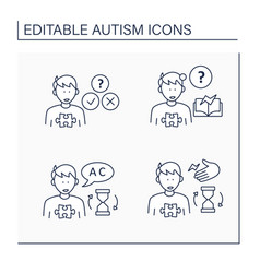 Autism Spectrum Disorder Line Icons Set