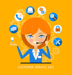 Customer Service Icon Of A Call Center Girl