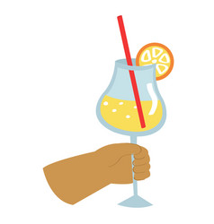 Cute Cartoon Style Hand Holding A Cocktail