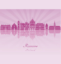 Rzeszow Skyline In Purple Radiant Orchid