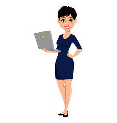 Happy modern business woman with short haircut Vector Image