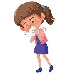 Sick boy and girl coughing on white background Vector Image