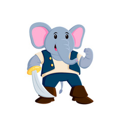 Cartoon Elephant Pirate Character Wields A Saber