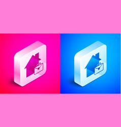 Isometric Online Working Icon Isolated On Pink