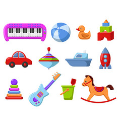 Colorful Baby Toys On White Background Cartoon