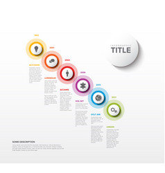 Six Diagonal White Circle Steps Timeline Process