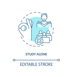 Studying Alone Concept Turquoise Icon