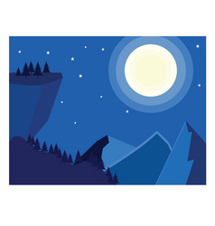 Mountains At Night On A White Background