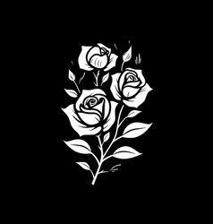 Roses - Black And White Isolated Icon