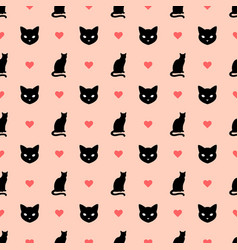 Seamless Pattern With Many Cute Cats And Hearts