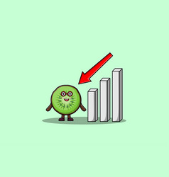 Cute Cartoon Kiwi Fruit With Down Sign Graphic