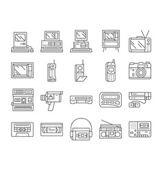 Retro Gadget Technology Device Icons Set