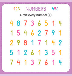 Circle Every Number One Numbers For Kids