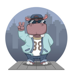 Cute Cartoon Hippo Hip Hop Style Outfit