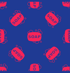 Red Bar Of Soap Icon Isolated Seamless Pattern