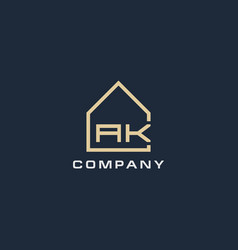 Initial Letter Ak Real Estate Logo With Simple