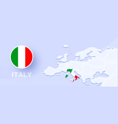 Italy Map Flag Banner With A Map Of Europe