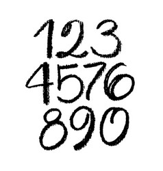 Set Of Calligraphic Pastel Or Charcoal Numbers