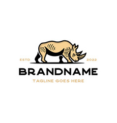 Vintage Retro Rhino Logo Design