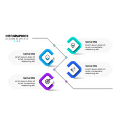 Infographic Template Line With 4 Squares And Icons