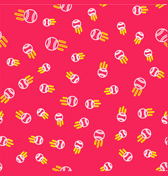 Line Tennis Ball Icon Isolated Seamless Pattern