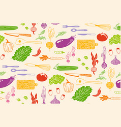 Vegetables Cartoon Seamless Pattern Boundless