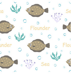 Cartoon Seamless Pattern With Flounder