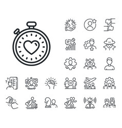 Heart In Timer Line Icon Love Symbol Specialist