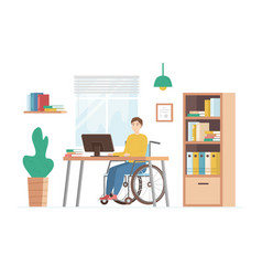 Cartoon Color Character Disabled Person Working