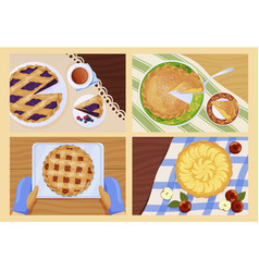 Collection Whole And Slice Pie Top View