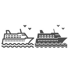 Cruise Ship Line And Solid Icon Sea